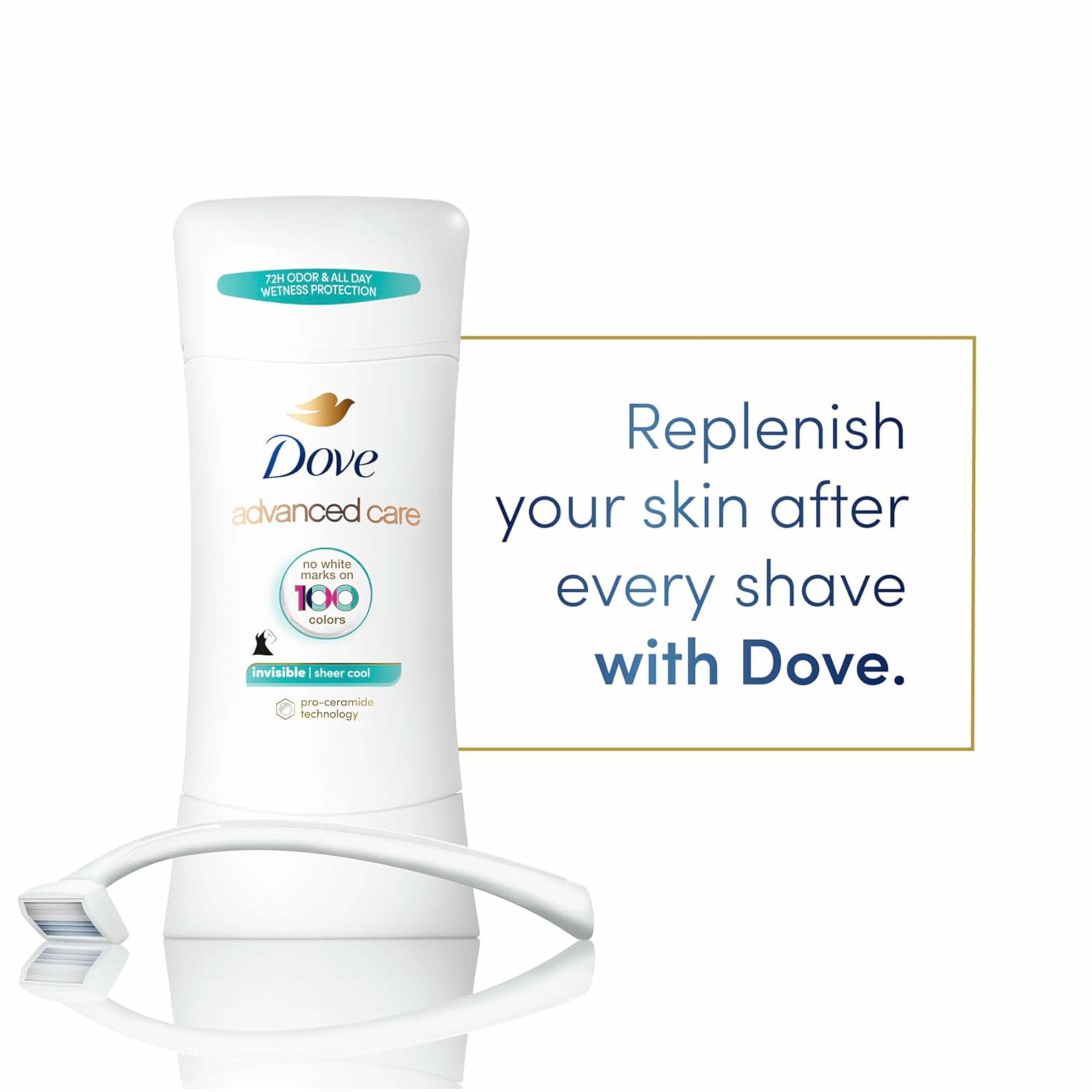 Dove Advanced Care Antiperspirant Deodorant Stick Sheer Cool for Soft, Resilient Skin Sweat & Odor Protection, 2.6 oz (Pack Of 4)
