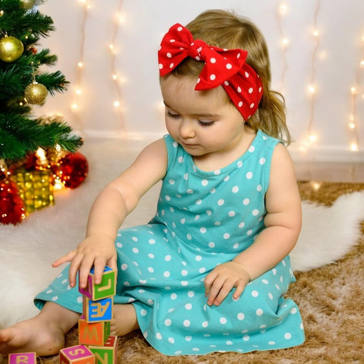 BABYGIZ Baby Girl Headbands-Infant,Toddler Cotton Handmade Hairbands with Bows Child Hair Accessories (Red with White Polka Dots)