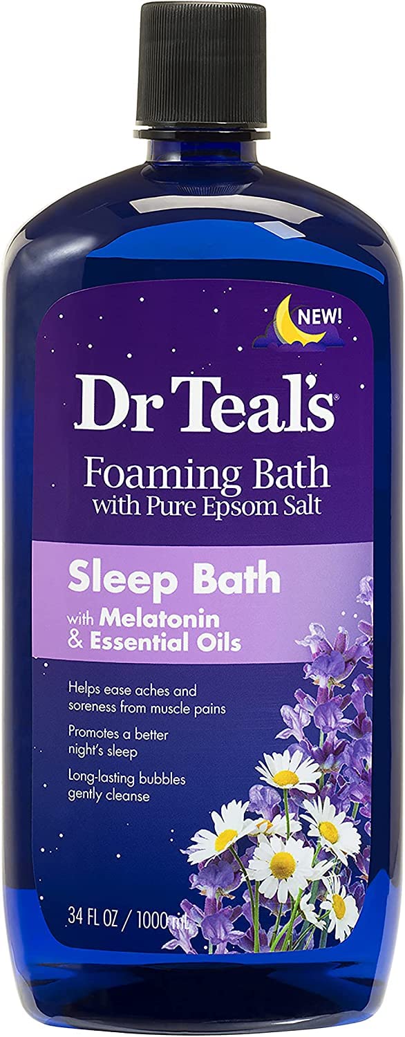 Dr Teal's Foaming Bath Variety Gift Set (2 Pack, 34oz Ea) - Melatonin Sleep Bath, Nourish & Protect with Coconut Oil - Essential Oils Blended with Pure Epsom Salt Ease Pain & Promote Better Sleep