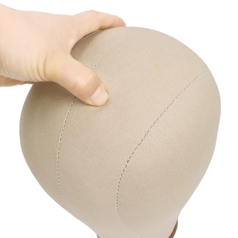 Cork Canvas Wig Head for Wigs with Stand 22 Inch Wig Canvas Block Mannequin Head for Wigs Professional Wig Head with Stand for Making Wigs Kit and Supplies Manikin Head Styling Dryer (21-24inch)