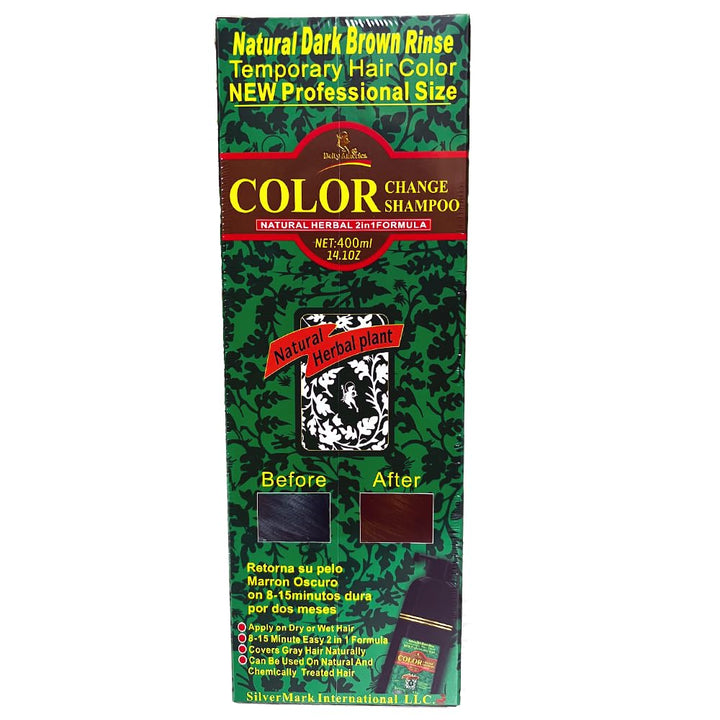 Deity Shampoo Color Change Kit Natural Herbal 2N1 Dark Brown - Professional Size 14.1oz, 400ml