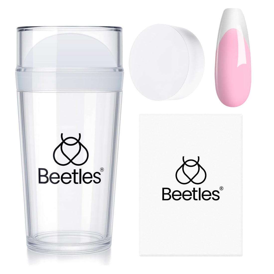 Beetles Nail Stamp 3Pcs Silicone French Tip Nail Stamp Kit with Replacement Nail Stamper Heads and Scrapers Soft Silicone Nail Printing Tool for Home Manicure Diy Nail Art Salon Gifts for Girls