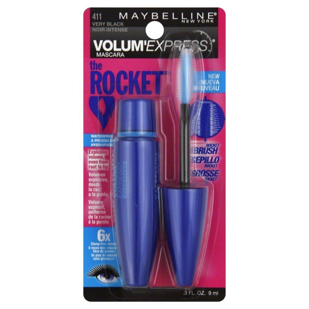Maybelline New York Volume' Express The Rocket Waterproof Mascara, Very Black [411] 0.3 oz (Pack of 2)