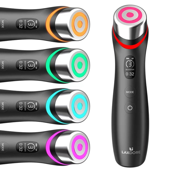 Upgraded Version | 6-in-1 Real Glass Glow Device | Looking Glass Skin with Enhanced Absorption, Radiance, Elasticity, Pore Care | LED Anti-Wrinkle Device | Skin Care Firming, Toning