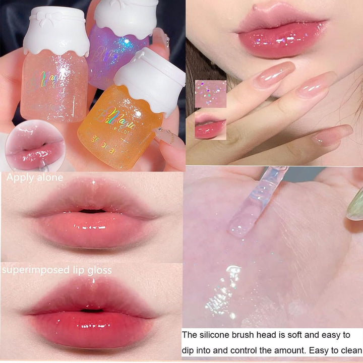 Pakivs 3 Colors Shimmer Lip Gloss Set,Hydrating Lip Glow Oil Moisturizing Lip Gloss with Shimmery Glitter Finish| Long Lasting |Lightweight| Sheer