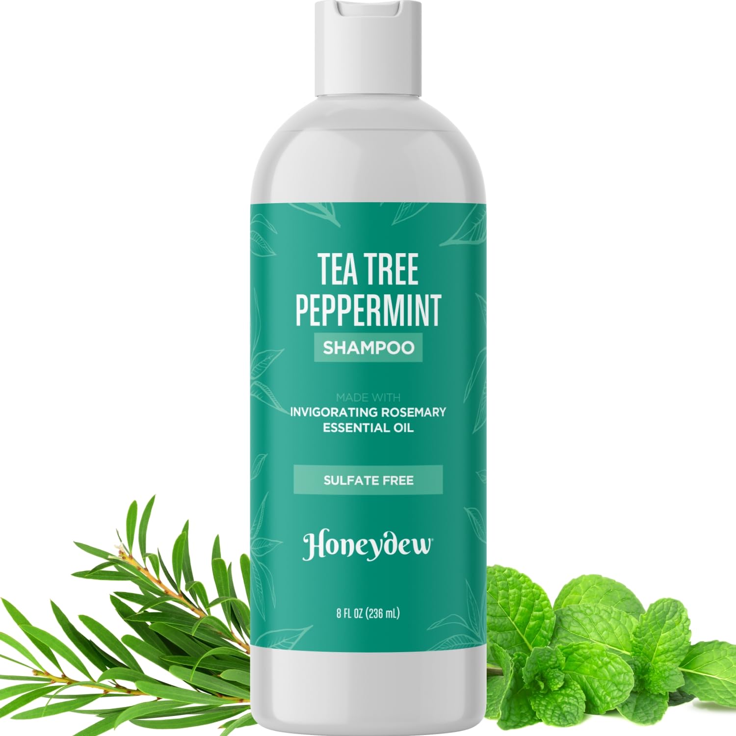 Invigorating Tea Tree Mint Shampoo - Rosemary Mint Shampoo for Oily Hair with Tea Tree Oil for Hair - Aromatherapy Clarifying Shampoo for Build Up Dry Scalp and Flakes with Essential Oils for Hair