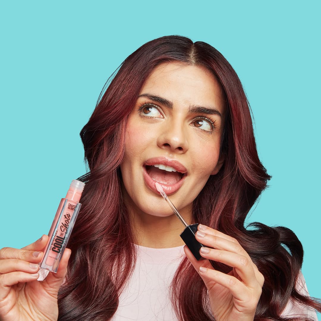 Soap & Glory SMP Cool The Shots Plumping Lip Gloss - Hydrating & Cooling Lip Plumper - Infused with Menthol & Vitamin E - High Shine, Glossy Finish - Vegan & Cruelty-Free - Nude Edition (4ml)