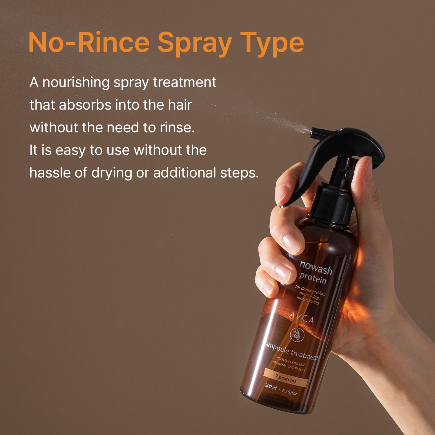 AVCA No Wash Protein Ampoule Treatment for Damaged, Dry, and Thin Hair Repair 200ml/6.76fl. oz.