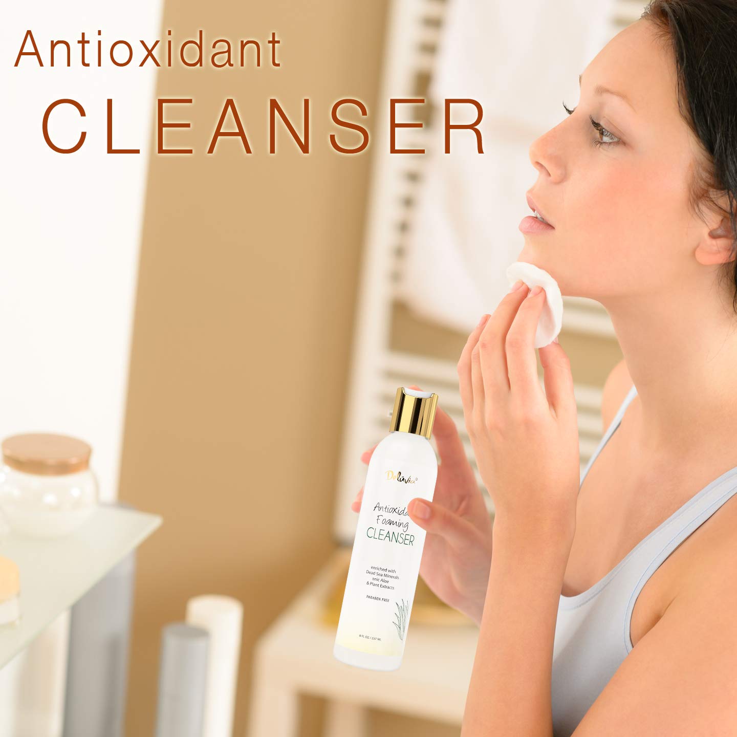 Antioxidant Gentle Foaming Facial Cleanser with Organic Aloe Vera, Dead Sea Salts and Plant Extracts. Hydrating Daily Cleansing for Men and Women