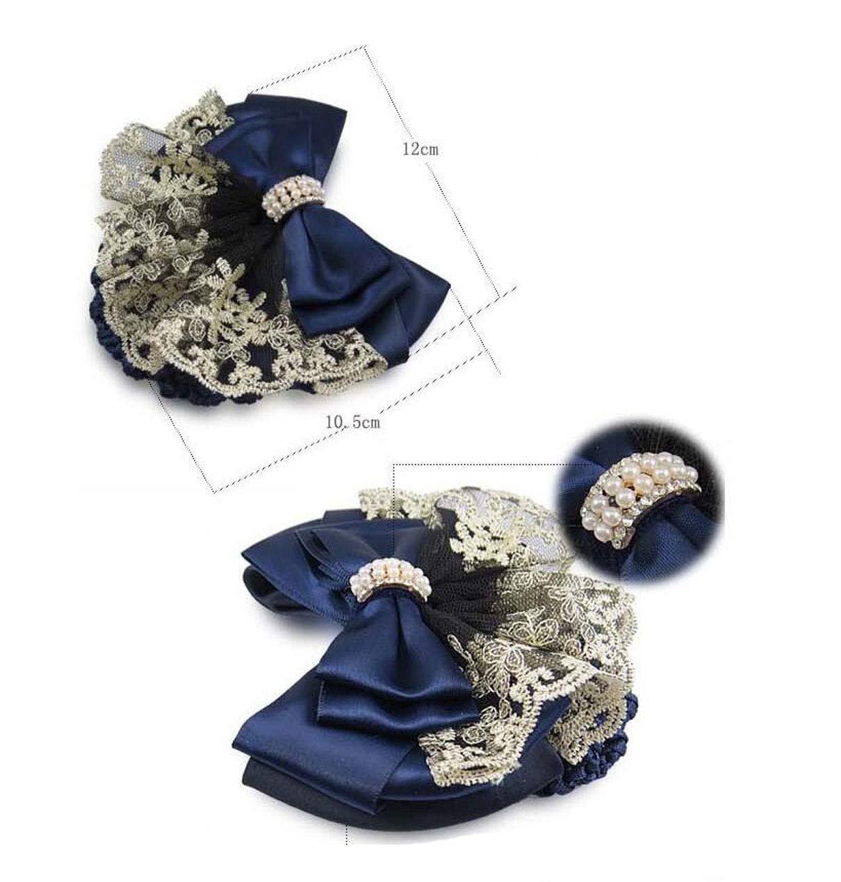 Lady Bow Hair Bun Net Snood Crochet Net Bun Hair Cover Hair Accessories Bowknot Decor Barrette Hair Clip Lace Flower Hair Accessories (Purple)