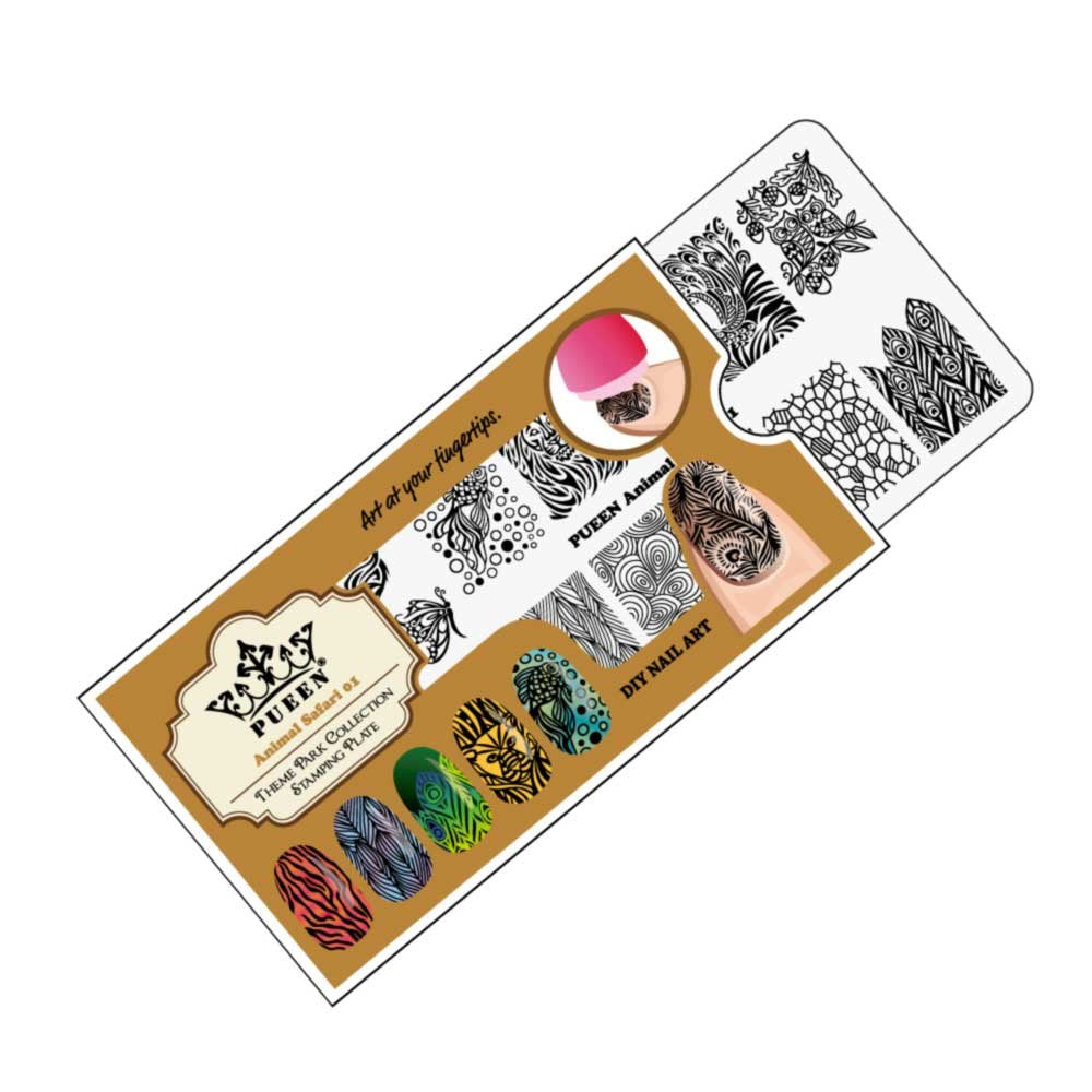 PUEEN Nail Art Stamping THEME PARK GIFT SET 01-4 Theme Park Plates - 125x65mm Unique Nailart Polish Stamping Manicure Image Plate Accessories Kit -BH000859