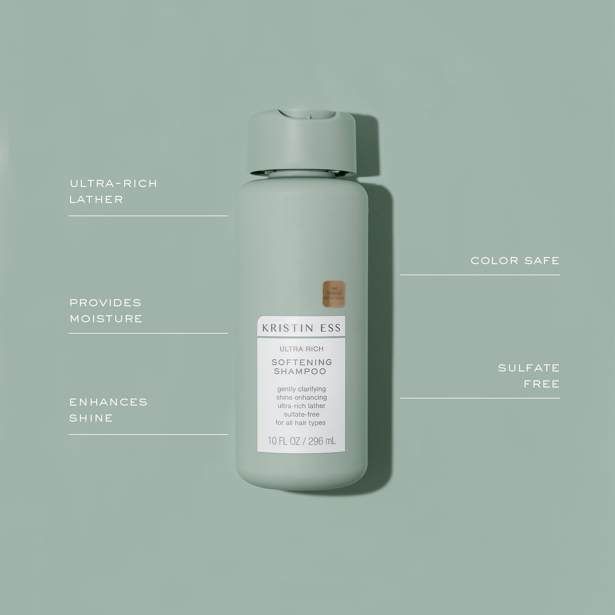 Kristin Ess Hair Softening Shampoo & Conditioner Set - Clarify + Remove Excess Buildup - Color-Safe + Sulfate-Free - For All Hair Types - 10oz Bundle