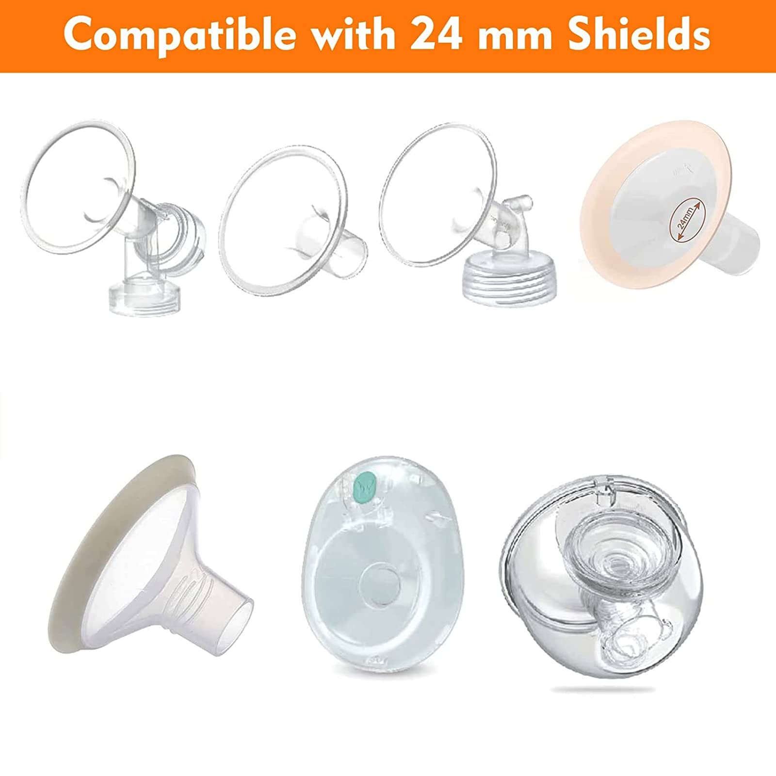 Loveishere 15mm Flange Inserts Compatible with Medela/TSRETE/Momcozy S9 S10 S12 Wearable Cups & Spectra S1 S2, 24mm Breast Pump Shields Reduce Nipple Tunnel Down to 15mm, 2pcs