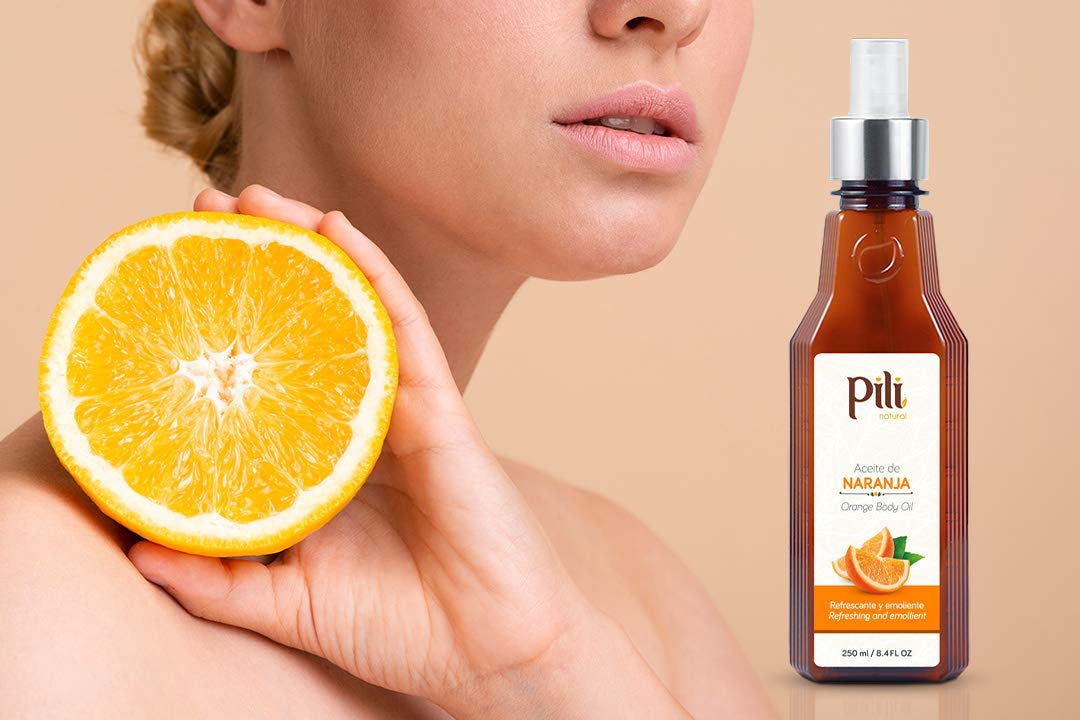 Pili Natural Orange Oil - Skin Tonic and Moisturizing Body Oil - Massage Oil. Prevents Cellulite, Stretch Marks, Firms & Tightens Skin. 8.4 fl oz.