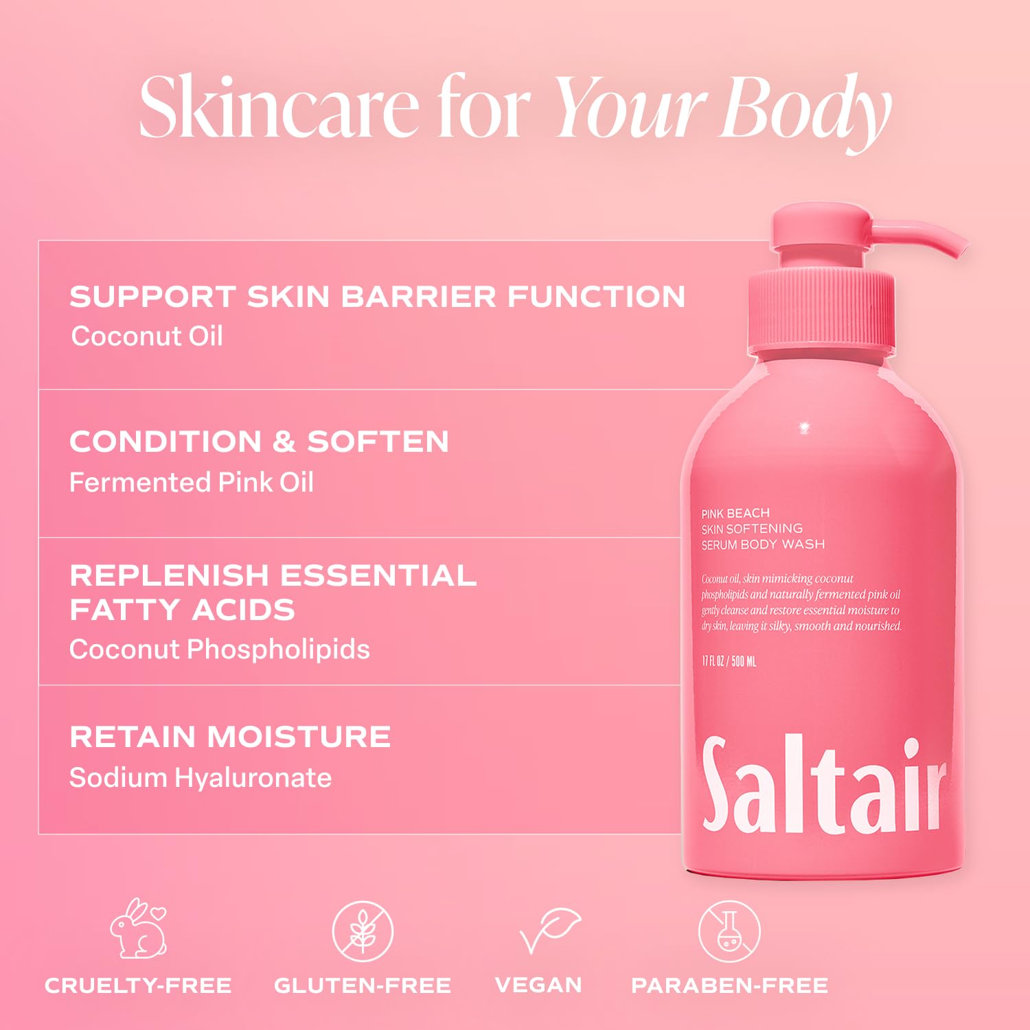 Saltair Body Wash, Signature Scents 2-Pack. Moisturizing Body Cleanser with Monoi Oil and Cupuacu Butter. Luxury Shower Gel for Women and Men. Vegan, Cruelty-Free, Paraben-Free. 2x 17oz Pump Bottles