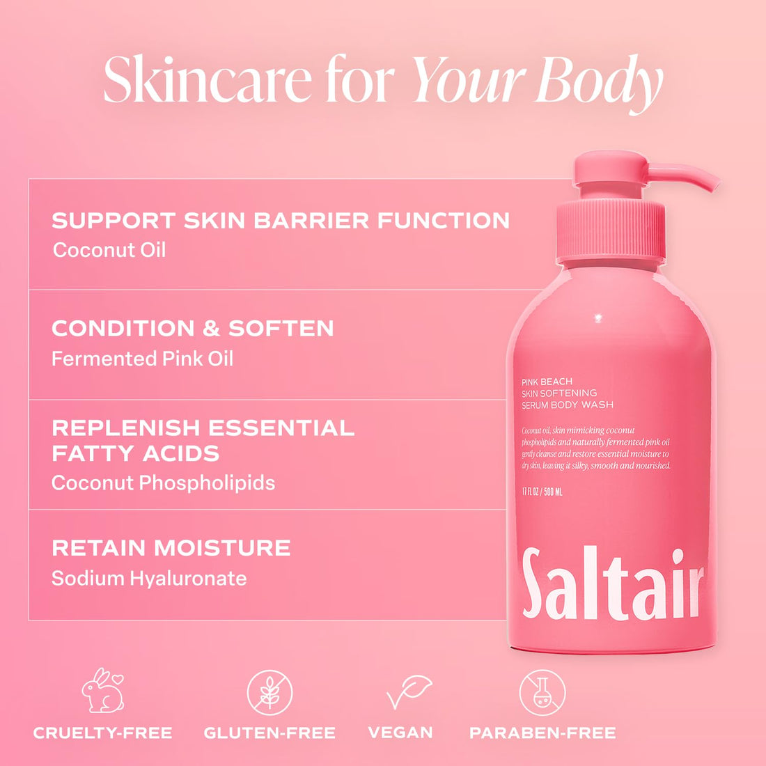 Saltair Body Wash, Signature Scents 2-Pack. Moisturizing Body Cleanser with Monoi Oil and Cupuacu Butter. Luxury Shower Gel for Women and Men. Vegan, Cruelty-Free, Paraben-Free. 2x 17oz Pump Bottles