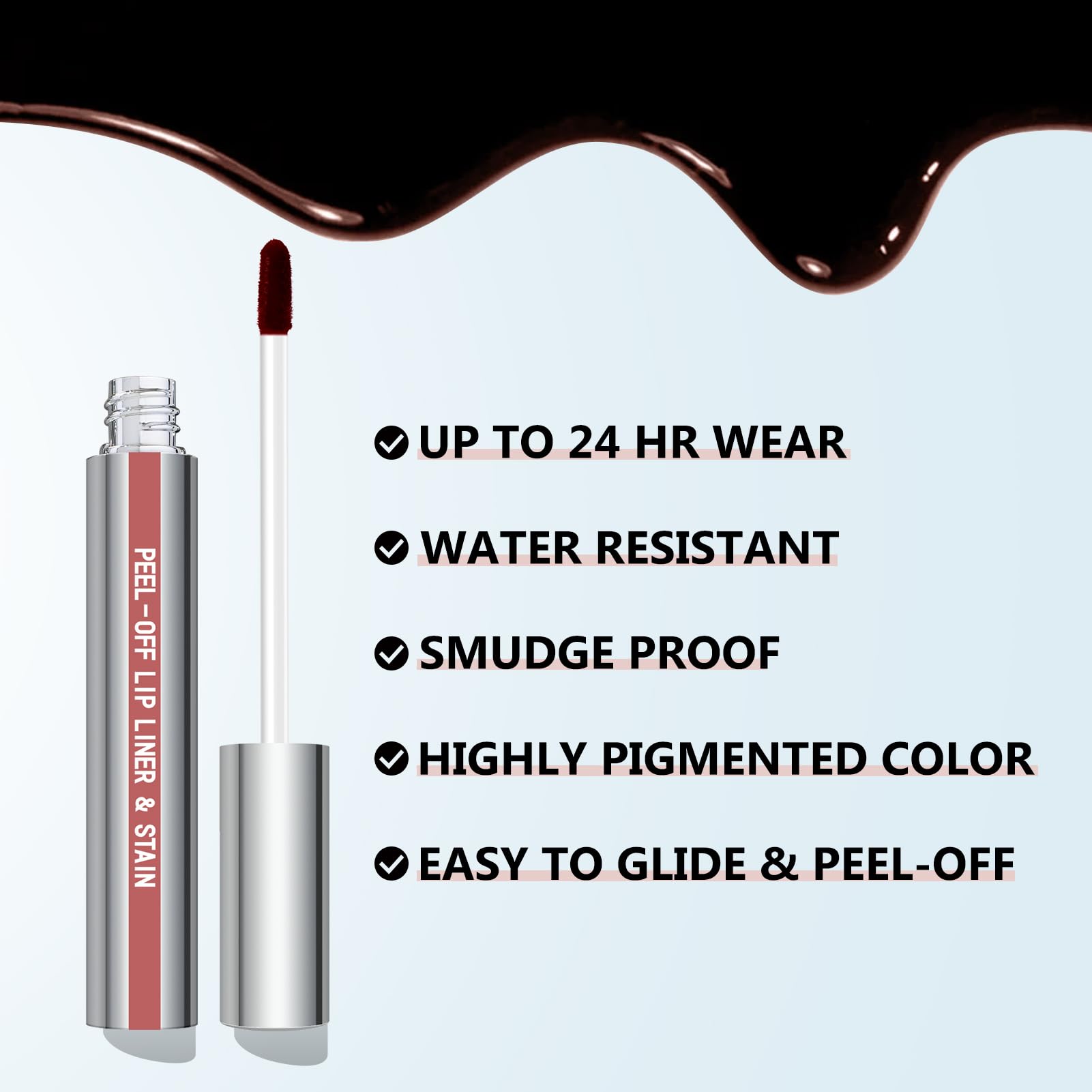 Cilrofelr Peel Off Lip Liner Stain with Tweezer, Long Wear Tattoo Lip Liner, Peel Off Lip Stain with Matte Finish, Long Lasting, Waterproof, Transfer-proof, Highly Pigmented Color (Buff)