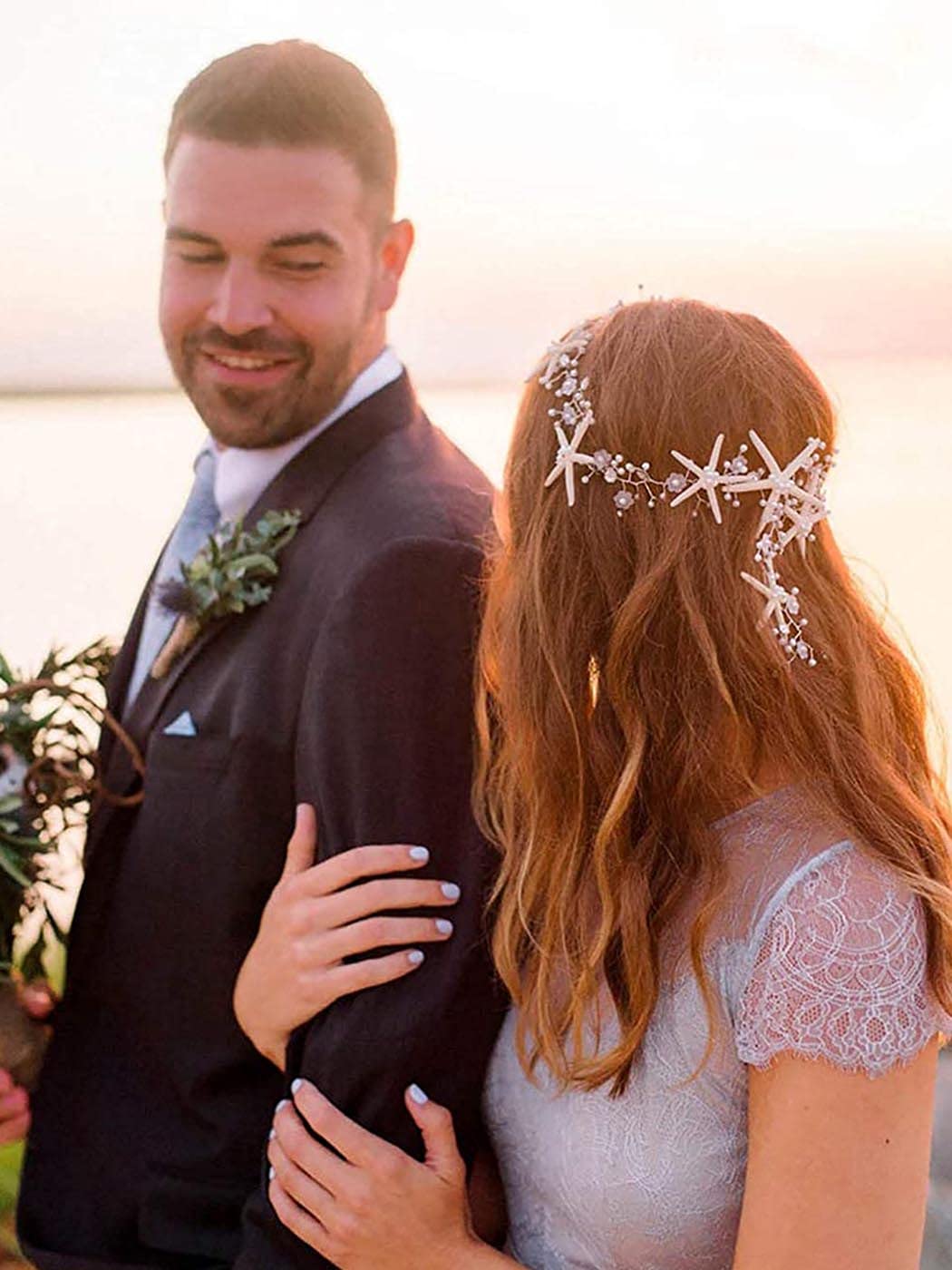 Unicra Wedding Starfish Headpiece Bridal Wedding Hair Vine Hair Accessories for Brides and Bridesmaids (23.6 Inches) (Gold)