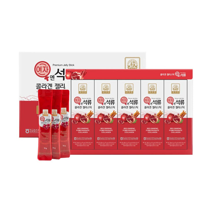 Korean Beauty Baekje Geumsan Women's Pomegranate Collagen Jelly Stick 5.1oz / 30 Count (5 Pack)