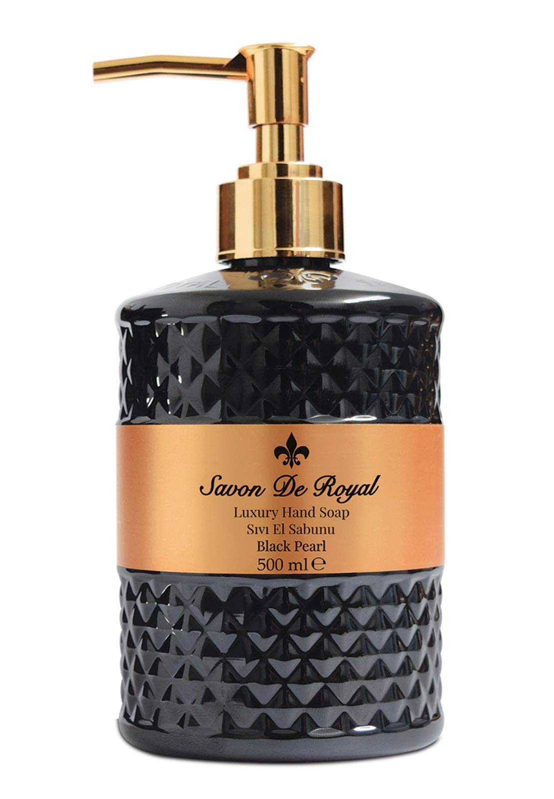 Savon De Royal Black Pearl Liquid Hand Soap - Liquid Hand Wash, Multi Purpose Liquid Soap in Pump Dispenser, Sweet Orange Scent, 16.9 fl oz