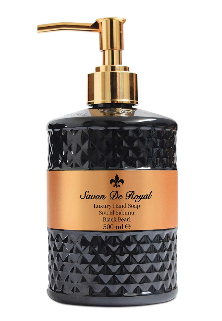 Savon De Royal Black Pearl Liquid Hand Soap - Liquid Hand Wash, Multi Purpose Liquid Soap in Pump Dispenser, Sweet Orange Scent, 16.9 fl oz