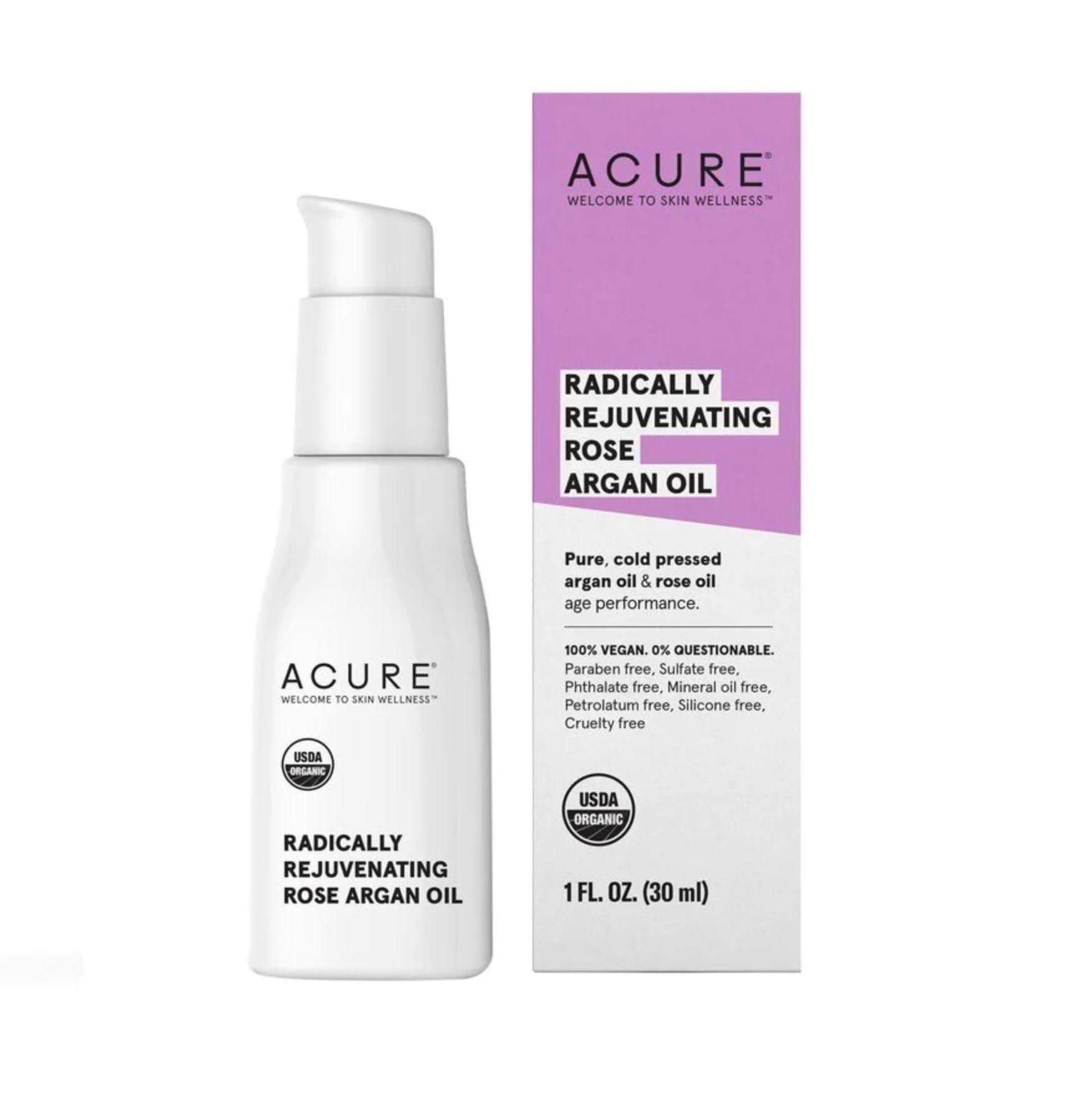 ACURE Radically Rejuvenating Rose Argan Oil | 100% Vegan | Provides Anti-Aging Support | Pure, Cold Pressed & Rich in Vitamin E - Hydrates & Restores | 1 Fl Oz