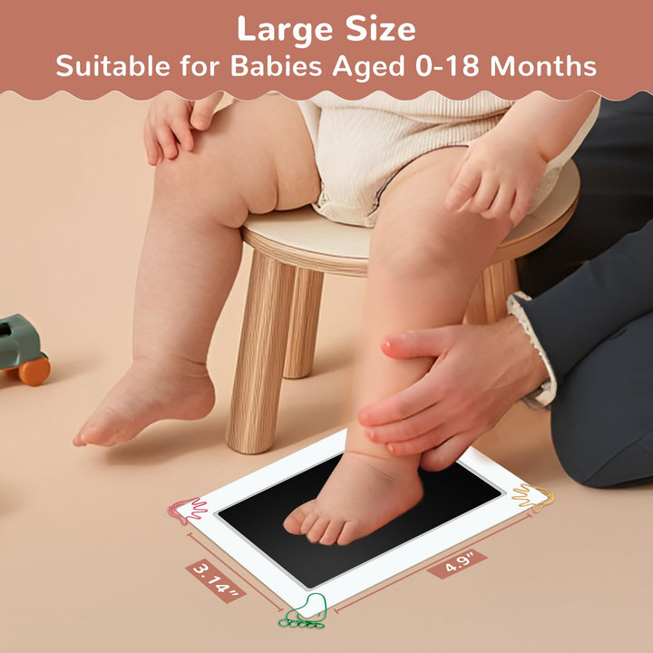 6 x 4 Large Size Baby Inkless Handprint and Footprint Kit with 4 Ink Pads and 8 Imprint Cards by PChero, Ideal for Family Keepsake Newborn Registry Baby Shower Present (Ink Area: 4.9 x 3.14)