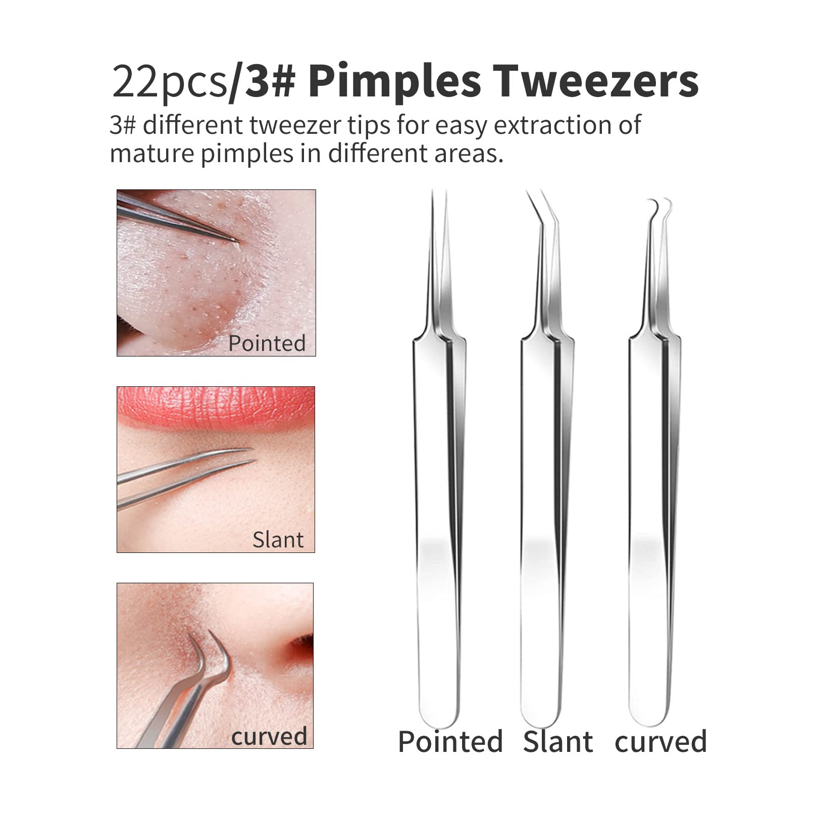 2024 Professional Pimple Popper Tool Kit - 22 PCS Blackhead Remover Tools for Acne and Zit Popping Comedone Extractor with Magnifying Glass and Alcohol Pad