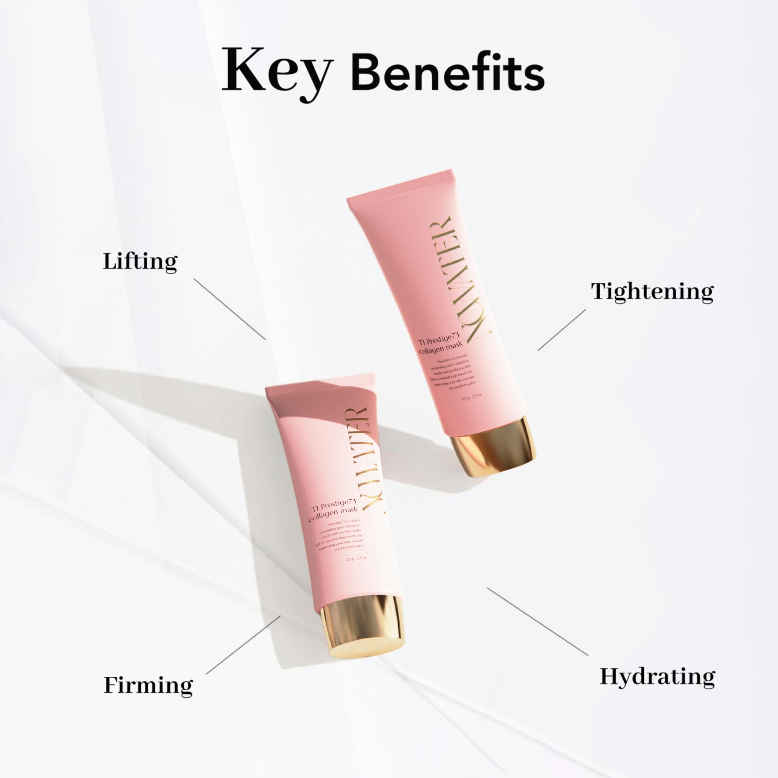 NOWATER Collagen Wrapping Mask, Elasticity Improving, Hydrating, Firming - Hydrolyzed Collagen & Peptides, Glass Skin Peel Off Mask, Korean Skincare for Face(2.5 fl.oz)