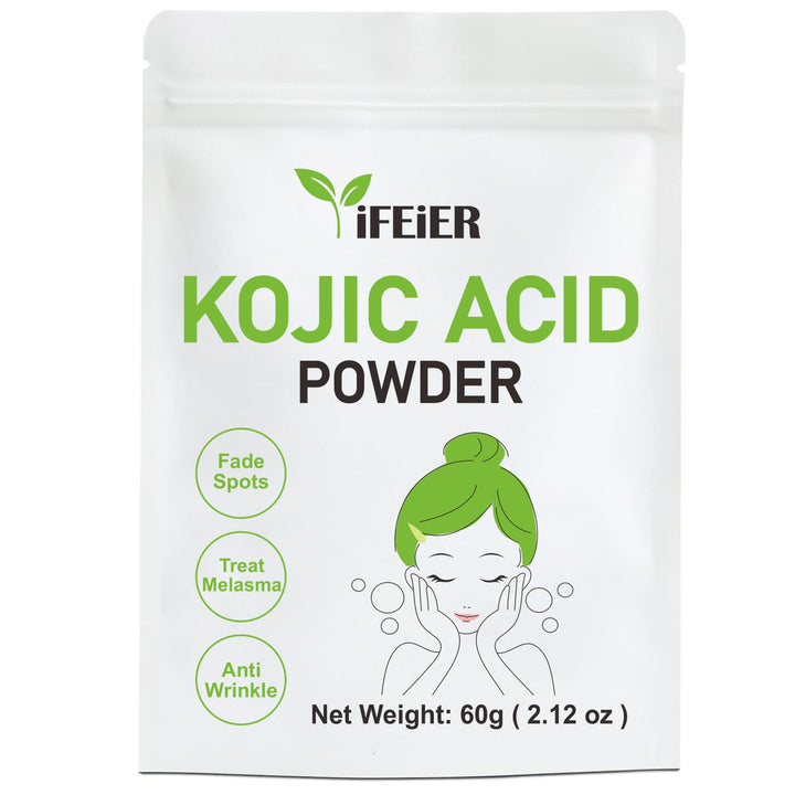 iFEiER Pure Kojic Acid Powder 60g(2.12oz) for Skincare Products and Homemade Cosmetics. Natural and Organic Kojic Acid Dipalmitate Powder for DIY lotions | creams | serums | soaps