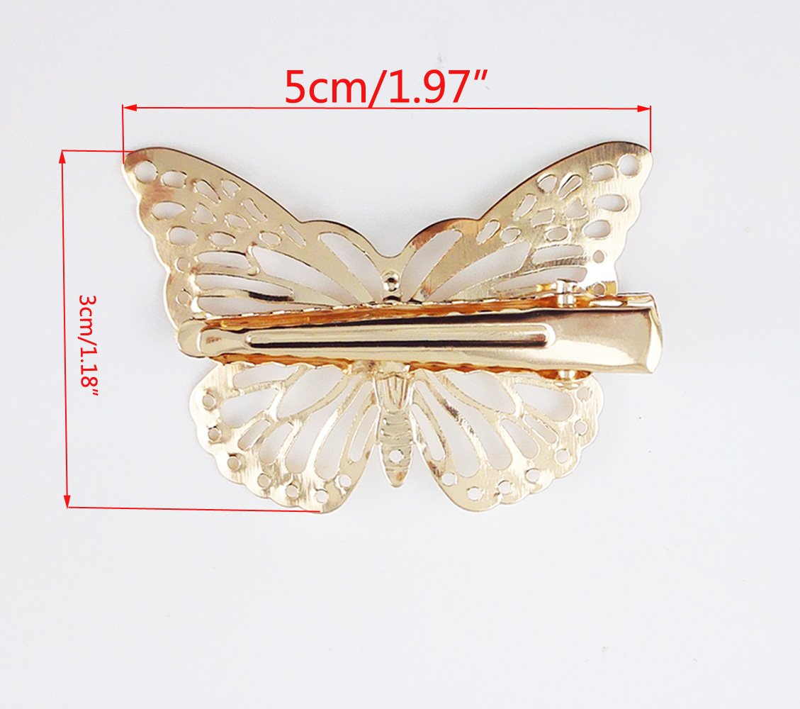 Yueton Pack of 2 Golden Butterfly Hair Clip Hair Accessories