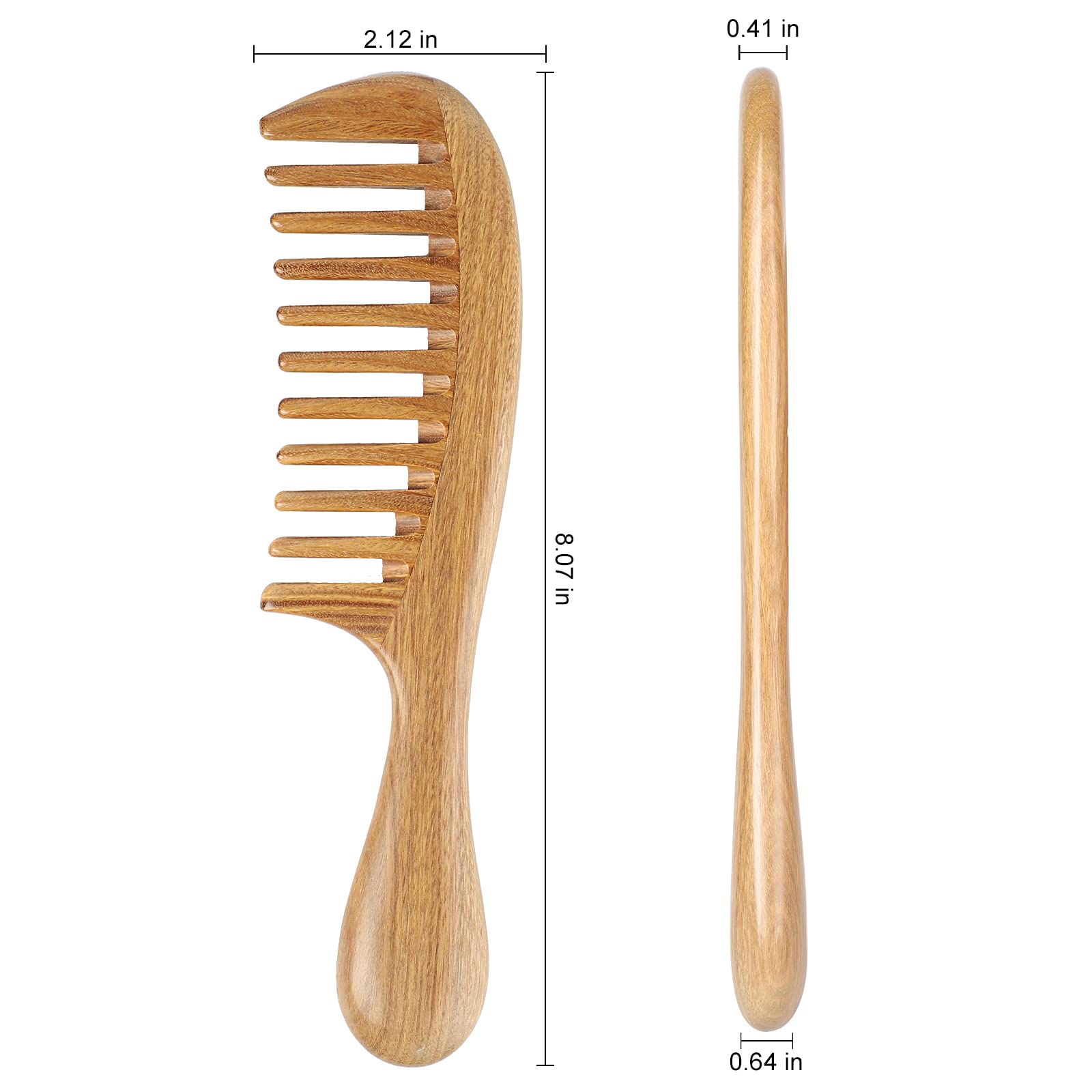 Onedor Handmade Sandalwood Hair Combs Set - Anti-Static Scented Wooden Wide Tooth and Fine Tooth Combs for Natural Hair Detangling