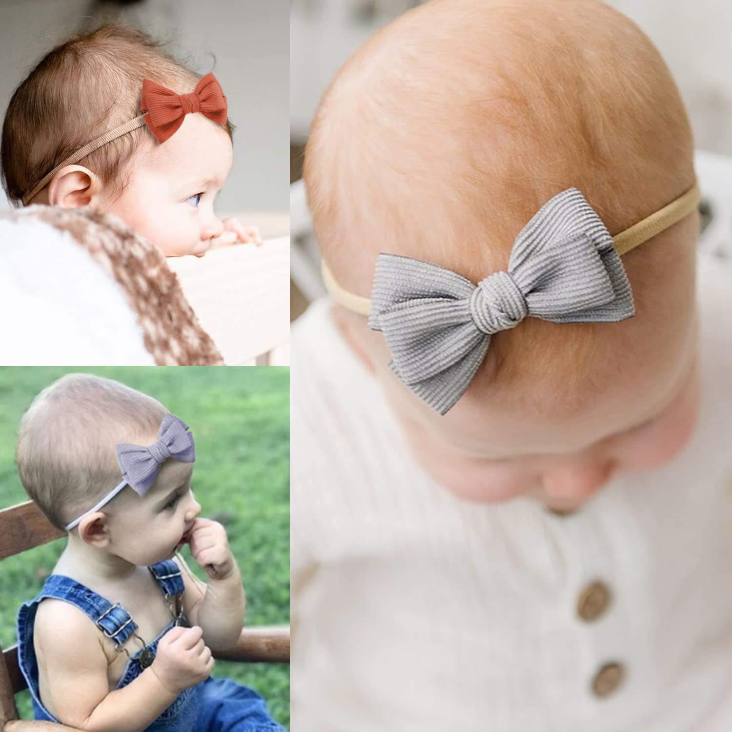 VISBL Baby Girl Headbands and Bows, Newborn Infant Toddler Nylon Elastics Hairbands Hair Accessories