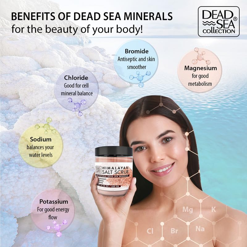 Dead Sea Collection Himalayan Salt Scrub – Exfoliating Body Scrub for Women – Moisturizing and Nourishing Skin – with Pure Oils and Dead Sea Minerals (23.28 Oz)