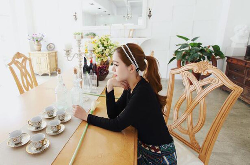 Nicedmm 2 Pcs Fashion Double Layer Hair Rope Artificial Pearl Snowflakes Headband - Flowers Hair Ornaments Hair Bands Headdress for Women Lady Girl