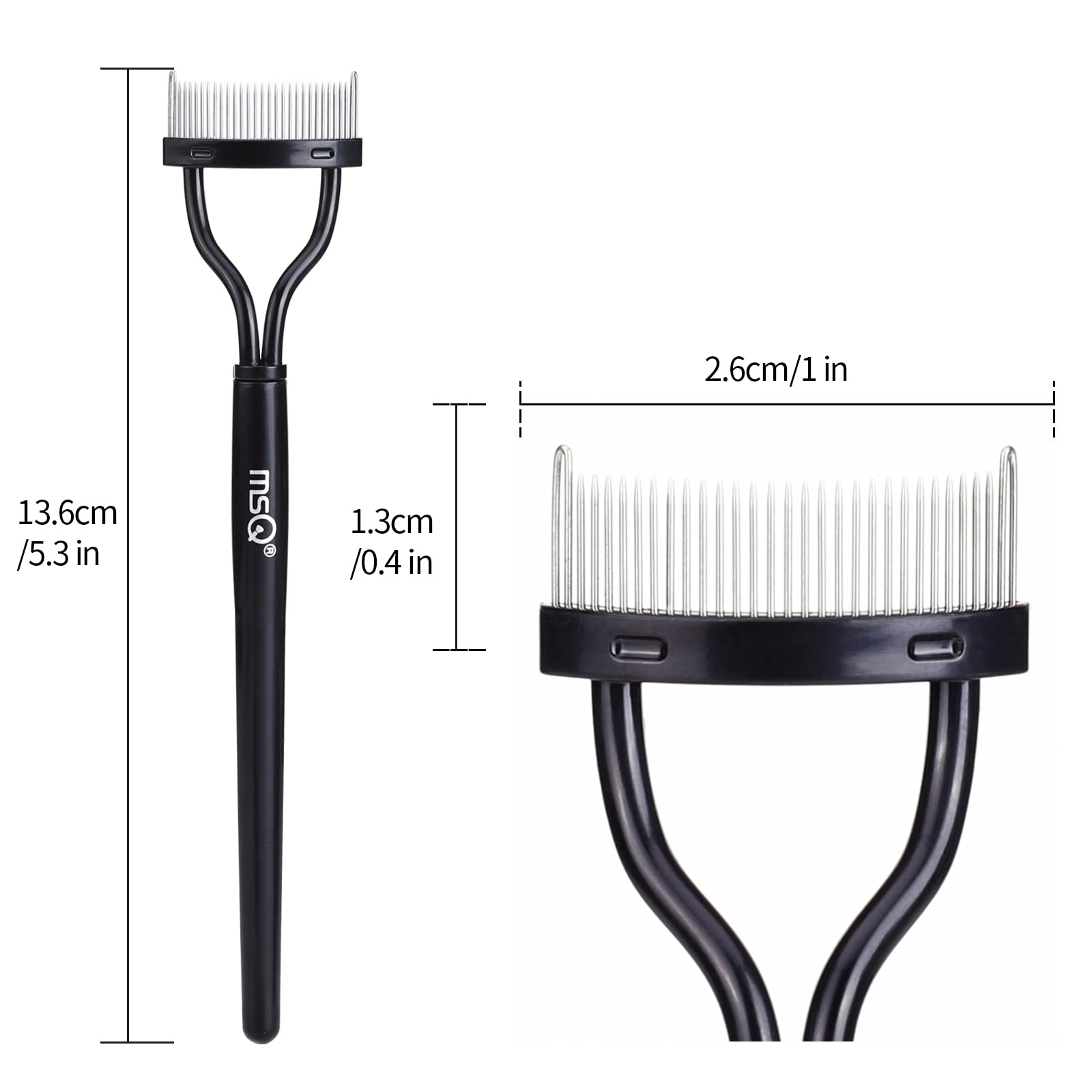 Eyelash Comb MSQ Eyelash Separator Mascara Applicator Eyelash Definer With Comb Cover Arc Designed Cosmetic Brushes Tool Black (1PCS)