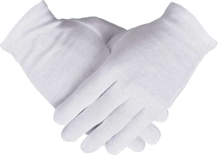 100% Cotton Gloves, 6 Pairs White Cotton Gloves for Women Dry Hands Eczema SPA Moisturizing - Work Glove for Serving Archival Coin Jewelry Inspection