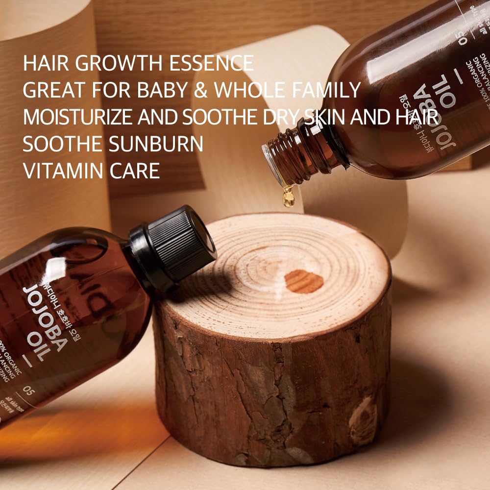 BEAUDIANI Organic jojoba Oil 100ml 100% Pure Organic Natural Golden Oil Cold Pressed Virgin, Korean Skin Care jojoba Oil for Skin, face, Body, Hair, Nail, Cuticle, Vitamin E Oil, Israel Origin