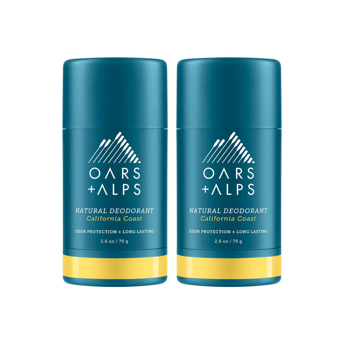 Oars + Alps Natural Deodorant for Men and Women, Aluminum Free and Alcohol Free, Vegan and Gluten Free, California Coast, 2 Pack, 5.2 Oz