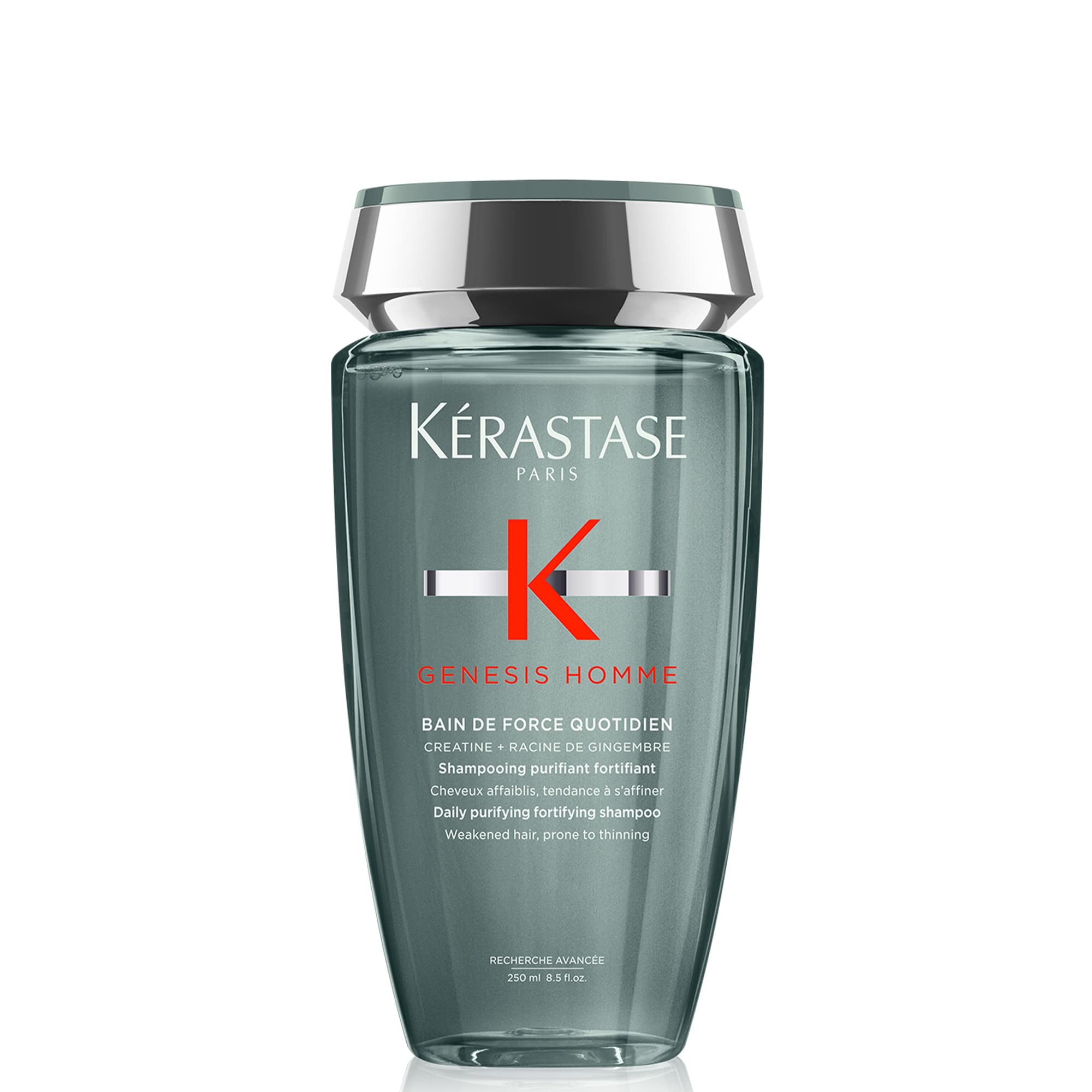 KÉRASTASE Men'sGenesis Homme Bain De force Shampoo, Deep Cleansing, Cooling, Strengthening & Hydrating for Scalp, Hair & Beard for Weakened Hair, 8.5 Fl Oz