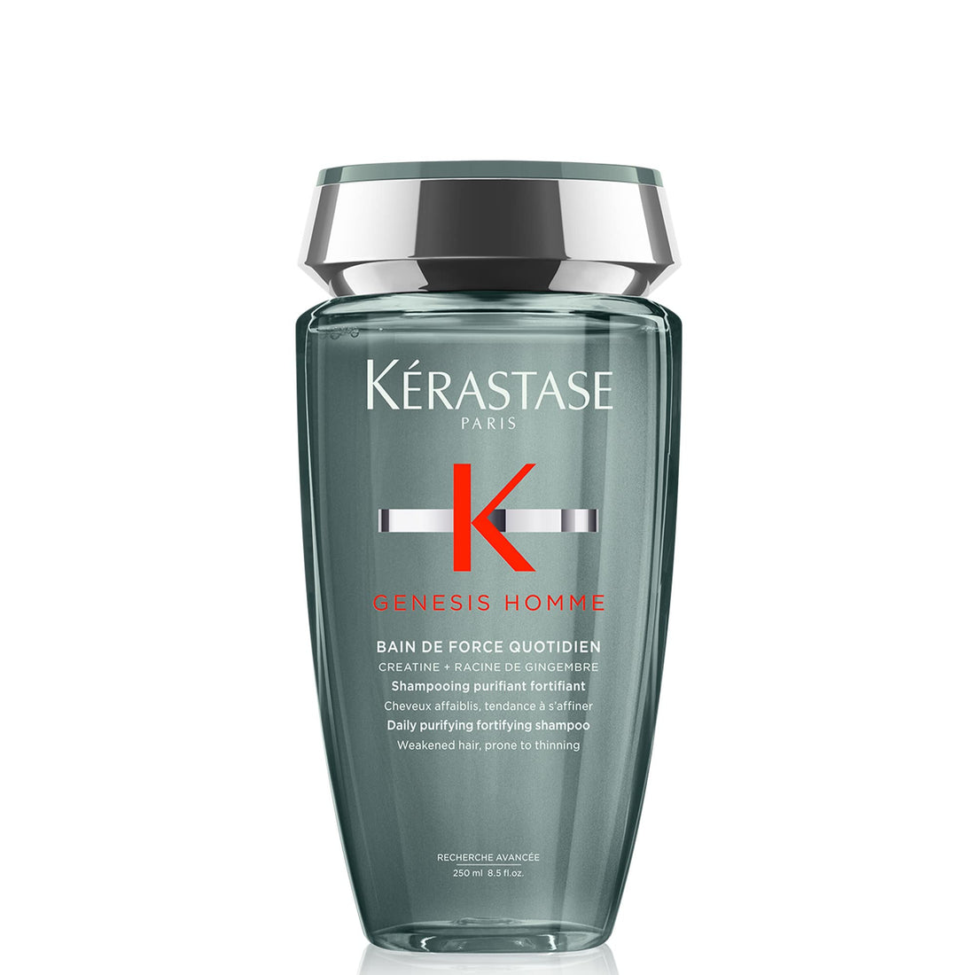 KÉRASTASE Men'sGenesis Homme Bain De force Shampoo, Deep Cleansing, Cooling, Strengthening & Hydrating for Scalp, Hair & Beard for Weakened Hair, 8.5 Fl Oz