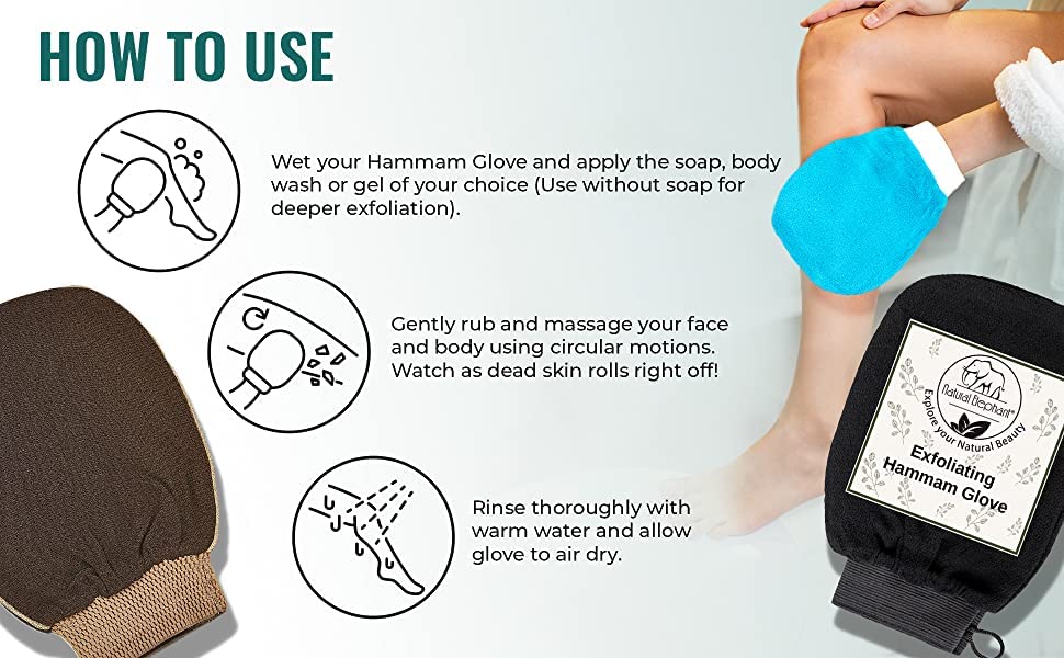 Natural Elephant Exfoliating Hammam Glove… (Pure Black Single)