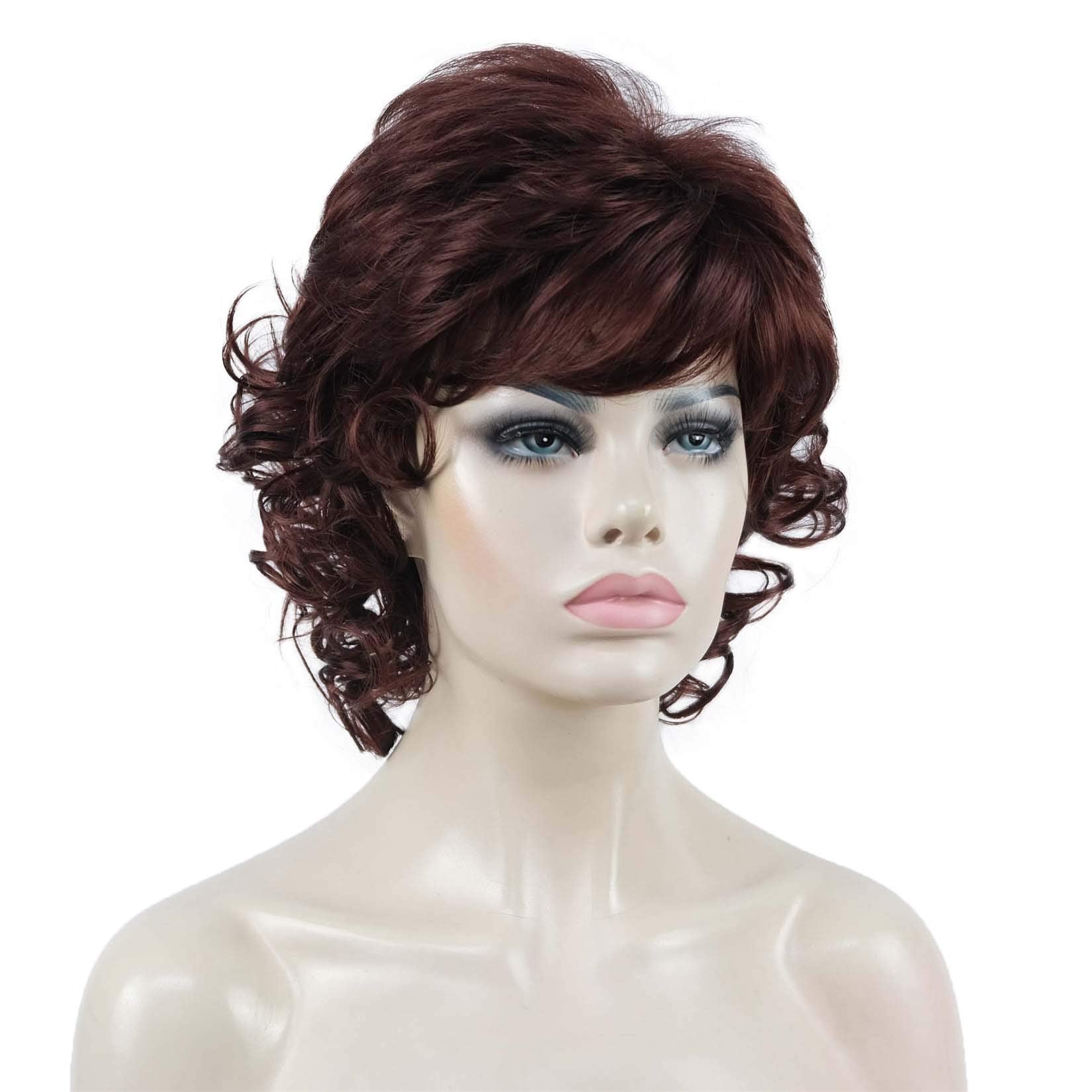 #33A-Dark Auburn: Aimole Short Curly Wig Synthetic Hair Women's Full Wigs 33A-Dark Auburn