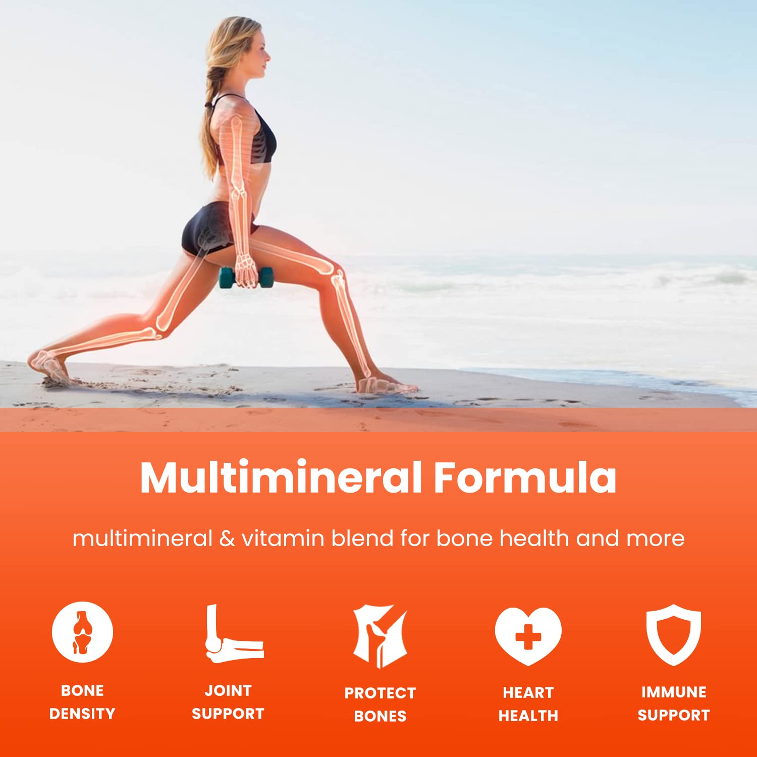 NutraChamps Bone Strength Supplements, Plant Based Calcium Supplement 600mg, Vitamin D3 2000 IU, K2, Magnesium, Potassium, Zinc, Boron & Strontium, 120 Vegan Capsules