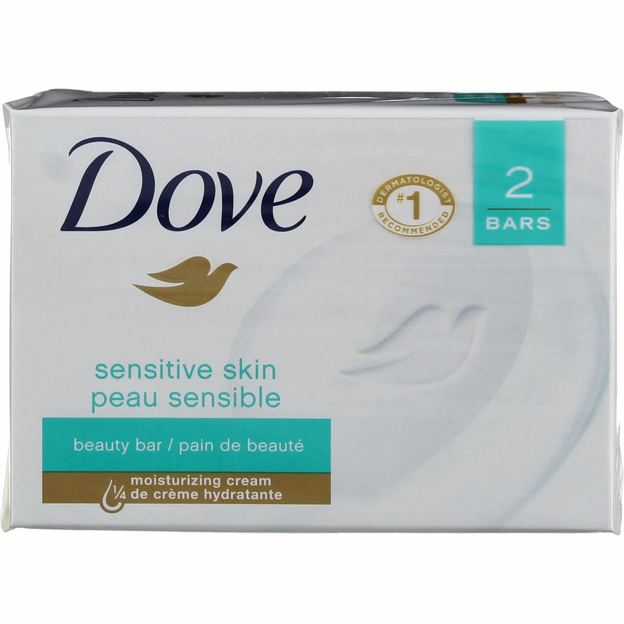 Dove Moisturizing Beauty Bar for Softer Skin, Fragrance-Free, Hypoallergenic Beauty Bar Sensitive Skin Effectively Washes Away Bacteria While Nourishing Your Skin 3.75 oz 2 Bars