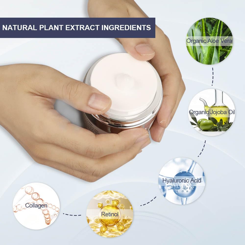 RADIANCE All Natural Retinol Intense Cream for Face Retinol Cream For Face Moisturizer Anti-Aging Face Moisturizer Wrinkle Repair cream with Collagen and Hyaluronic Acid Korean Formula All Skin