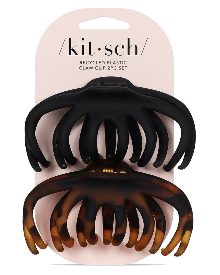 Kitsch Octopus Claw Clips for Women - Cute & Stylish Hair Clips for Everyday Use, Octopus Claw Clip for Thick Hair - Black & Tortoise, 2pcs