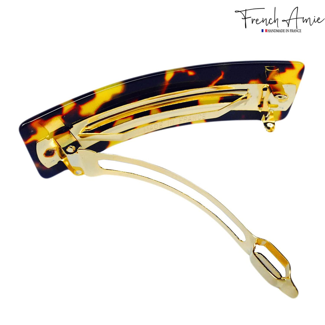 French Amie Fine Wide Rectangular Celluloid Handmade Tokyo Automatic Hair Clip Barrette - Made to Last (Tokyo)