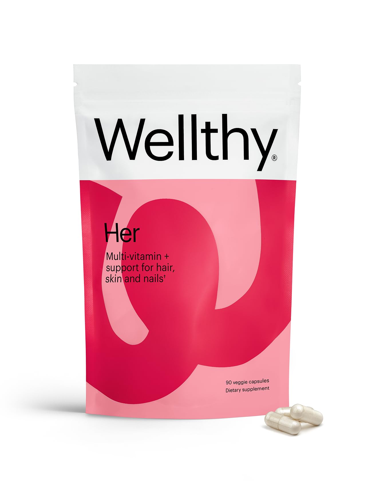 Wellthy Her Women's Daily Vegan Multivitamin for Women, Natural Ingredients for Healthy Hair, Skin, & Nails with Essential Micronutrients (30 Day)