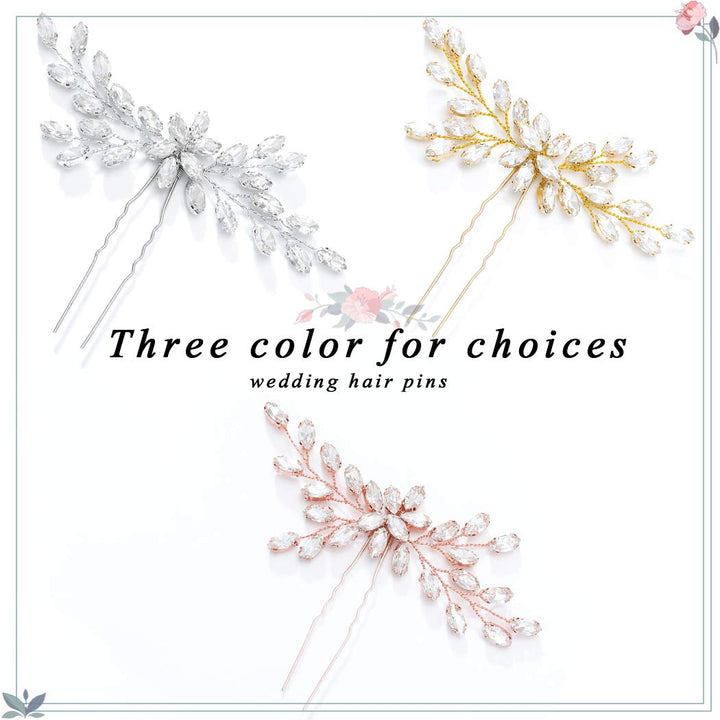Unicra Bride Wedding Crystal Hair Pins Bridal Hair Pieces Wedding Hair Accessories for Women and Girls (Rose Gold)